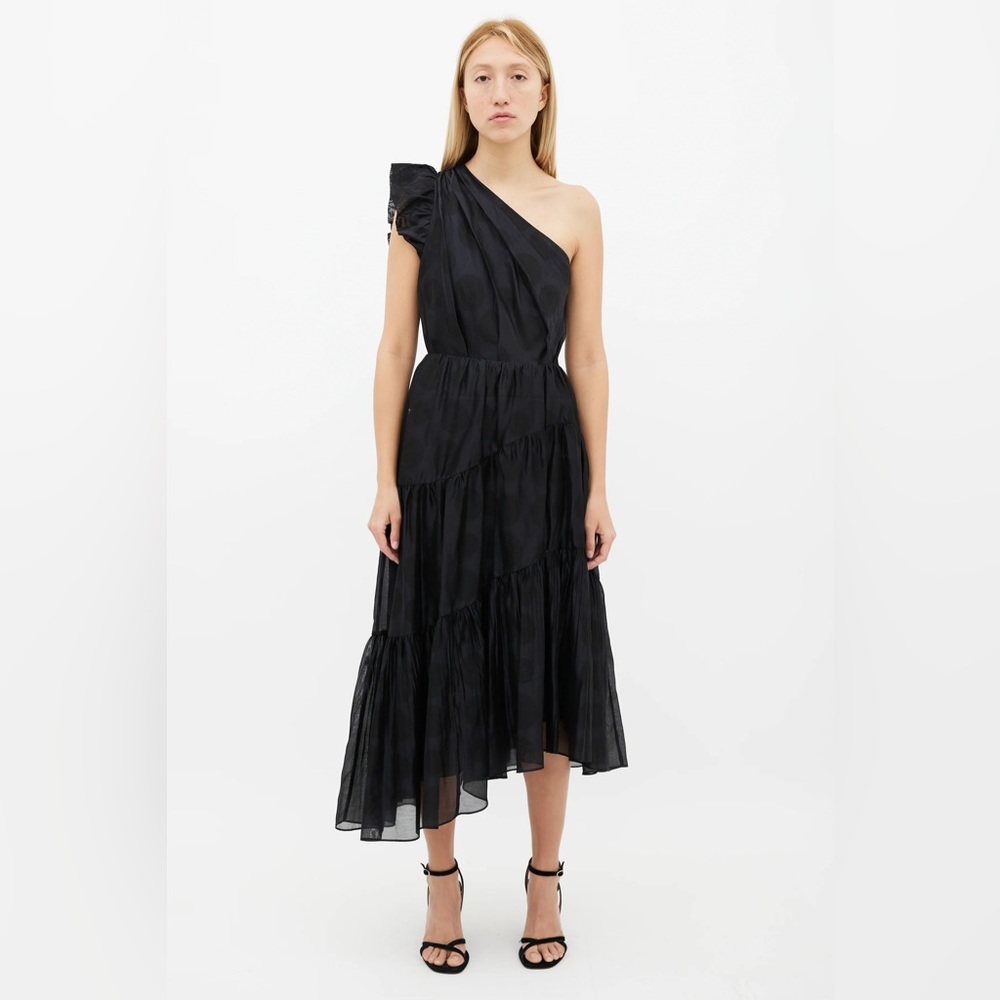 NWOT Ulla Johnson Ariane One Shoulder Tiered Midi Dress - Size 2